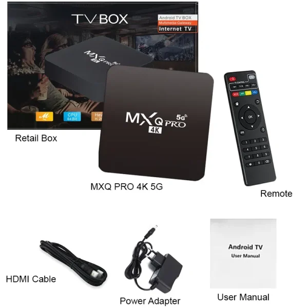 Mxq Pro 4K 5G Android Smart Tv Box -4Gb RAM And 64GB ROM